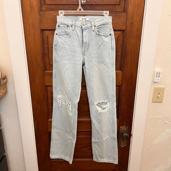 RE/Done High Rise Loose Women's Jeans size 24 188-3WHRL Bleach Destroy $295